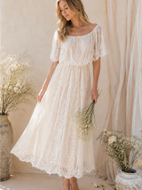Baltic Born Dresses & Skirts - Baltic Born Cream Lace Maxi Dress Romantic Cottagecore Size M
